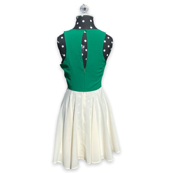 Charming Charlie Womens Dress Size Small Black Green Cream Tank Fit & Flare NEW - Picture 6 of 6